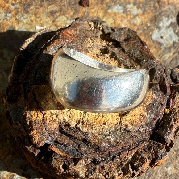 Vintage Sterling Silver Wavy Band ring Size 11 - Picture 4 of 8